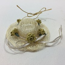 Vintage Handmade Victorian Gold Rose Hat Christmas Tree Ornament Holiday... - £11.78 GBP