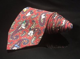 Disney Mickey Unlimited Men&#39;s Tie Red Blue Paisely/Novelty Mickey &amp; Friends - £9.35 GBP