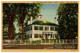Old House With Famous Widows Walk Cape Cod Massachusetts Postcard Posted 1953 - £4.11 GBP