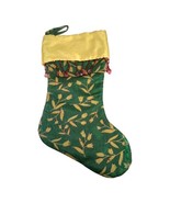 Green And Gold Embroidered Floral Victorian Beaded Christmas Stocking 21... - £18.71 GBP