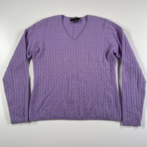 Kirkland Signature Cashmere Sweater Womens M Purple Lavender Cable Knit V Neck - £21.96 GBP