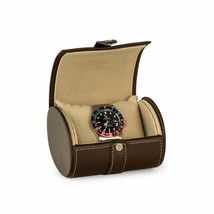 Bey-Berk Brown Leather Single Watch Travel Case with Snap - £38.95 GBP