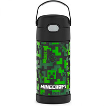 Minecraft Creeper Camo Stainless Steel 12oz Thermos Funtainer Black - £29.56 GBP