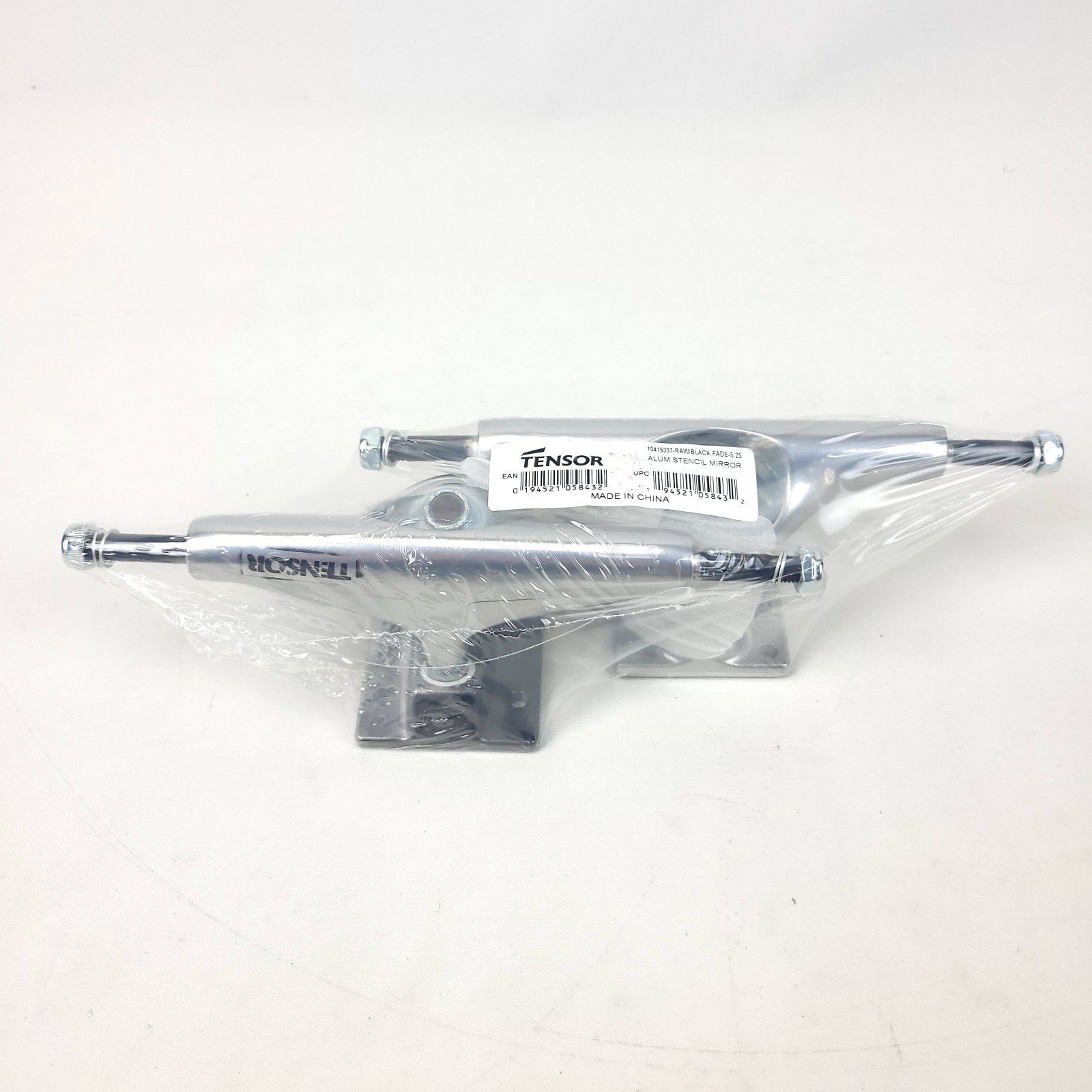 Tensor 5.25 Skateboard Trucks Raw Mirror Black Fade Pair Stencil Aluminu... - $29.69
