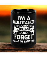 Multitasker Coffee Mug | Funny &#39;Listen, Ignore &amp; Forget&#39; Cup | Black Cer... - €13,58 EUR+