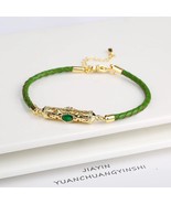 Adjustable Leather Bracelet with Crystal Dragon Charm - $43.95 - $44.95