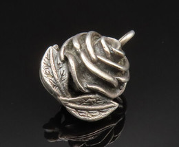 925 Sterling Silver - Vintage 3D Double Rose Flower Charm Pendant - PT20445 - £26.70 GBP