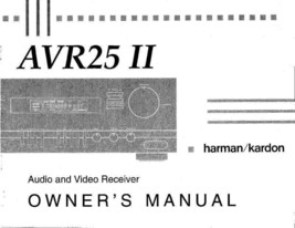 Harman Kardon AVR25II Receiver Owners Manual - £16.62 GBP