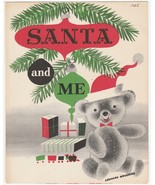 Vintage Christmas Card Santa and Me Leonard Weigard Teddy Bear Gifts Photo 1955 - $19.79