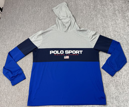 Polo Ralph Lauren Sport Performance Hoodie Mens XL Blue Gray Lightweight... - $34.64