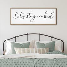 42”X15” Wood Framed Wall Art for Bedroom, Lets Stay In Bed Easy Hang Wall Decor - £47.73 GBP
