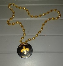 SAINTS BLACK &amp; GOLD &quot;FLEUR-de-LIS - WHO DAT&quot; MARDI GRAS BEAD NEW ORLEANS - $93.19 MXN
