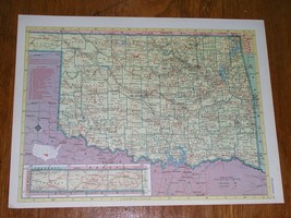 1953 Vintage Map Of Oklahoma / Verso Oregon - £13.70 GBP