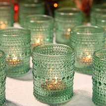 36Pcs Glass Green Votive Candle Holders, Tea Lights Candle Holder in Bulk Table  - £23.38 GBP