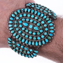 7&quot; 30&#39;s-40&#39;s Zuni petit point turquoise silver bracelet - £1,014.89 GBP
