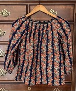 Vtg Tres Petit of Dallas Cottagecore floral cotton roses top PXS navy tunic - $34.62