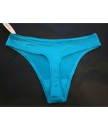 Victoria&#39;s Secret INCREDIBLE thong S nylon panties blue aqua lingerie lo... - £11.79 GBP