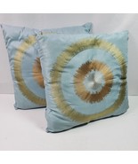 Vintage Satin Designer Decorative Throw Pillows Blue w/ Starburst 17&quot; - $1,085.18 MXN
