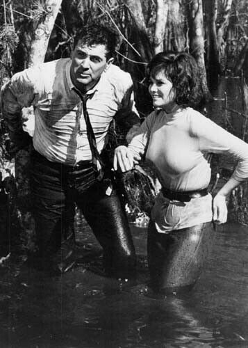 Claudia Cardinale in wet see-thru sweater with Rock Hudson Blindfold 5x7 photo