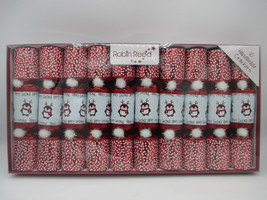 Robin Reed 10 Christmas Crackers Penguin Holiday Party Favors Hat Joke Gift - £18.60 GBP