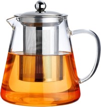 Stovetop Glass Teapot 18.6 OZ Borosilicate Glass Stainless Steel Inf Cam... - $12.90