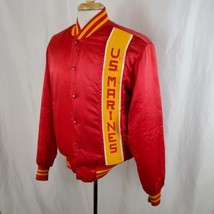 Vintage  Swingster US Marines Satin Jacket Medium Red Button Snap Up Mil... - $19.99