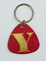 Vintage Letter Y Red plastic Keychain Gold letter Name Alphabet 1980&#39;s - £3.77 GBP