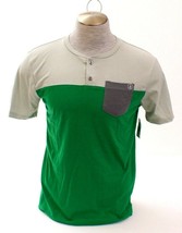 Volcom Green &amp; Gray Short Sleeve Angler Henley Shirt Men&#39;s Medium M  NWT - $39.59
