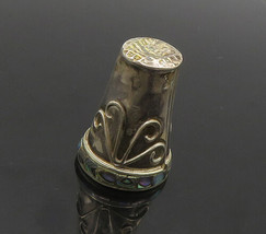 925 Sterling Silver - Vintage Abalone Shell Swirl Detail Sewing Thimble ... - $43.82 CAD