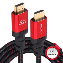 4K Hdmi 2.0 Cable 3 Ft. [5 Pack] By Ritzgear. 18 Gbps Ultra High Speed B... - £40.88 GBP