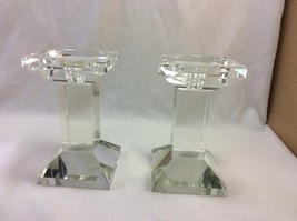 Fine Crystal Candle Holder Pair Pillar or Taper Candle 6 in Height x 3.5... - $30.00