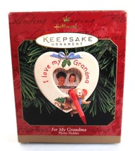 Hallmark Keepsake Ornament I Love Grandma 1999 Photo Holder Heart Mouse Crayon - £9.28 GBP