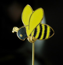 Bee Stickpin insect figural novelty gift Vintage Honey bumble Bee Seabee navy gi - £42.95 GBP