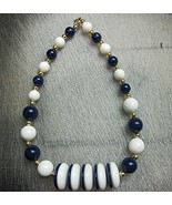 Necklace # 342 White and Blue 18 inches long - £4.00 GBP