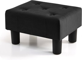 Brian &amp; Dany Small Foot Stool, Velvet Foot Stools With Legs, Stable Small, Black - $41.97