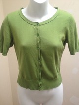 Ann Taylor Loft XSP Green Cardigan Sweater Pima Cotton Short Sleeve - $17.62
