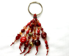 Burgundy Beaded Key Chain OOAK - £4.39 GBP