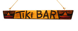 Original Carved Wood 2 Masked Tiki Head Bar Sign - Tribal Surf Shack Decor - £23.97 GBP