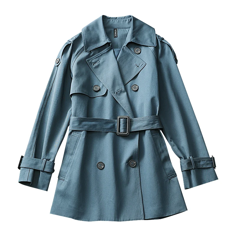 VIMLY Short Trench Coat for  Autumn Winter  Korean Fashion Lapel Double ... - £314.87 GBP