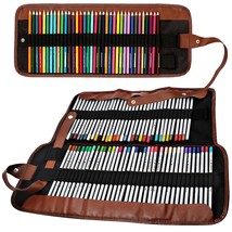 2 Pack Colored Pencils Roll, 48 Slot+ 72 Slot Canvas Pencil Organizer Bag/Wrap R - £22.13 GBP