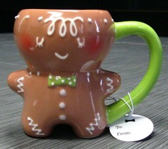 Gingerbread Stoneware Boy Hot Cocoa Coffee Chocolate Mug Christmas Holiday New - £15.81 GBP