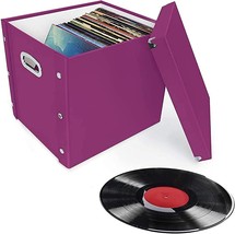 Vinyl Record Storage Box Case Holder Album 12&quot; LP 33 RPM Holds 75 With Lid Berry - £41.52 GBP