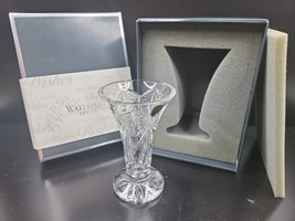 Waterford Best Wishes 6&quot; Vase Clear Cut Etch Bow Crystal Glassware Giftware Box  - £62.11 GBP