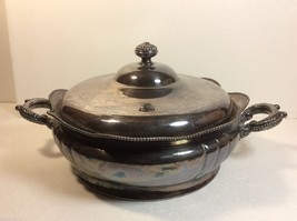 Toronto Silver Plate Co Engraved Serving pot bowllid handles hard white ... - $44.55