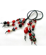 Red and Black Beaded Bookmark OOAK - $8.91 CAD