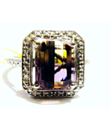 Ametrine Octagon Solitaire &amp; Diamond Ring, Platinum / Silver, Size 8, 4.... - $2,530.68 MXN