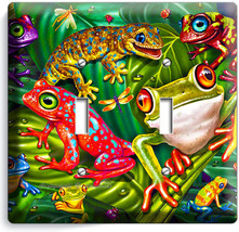Cute Exotic Rainforest Tropical Tree Frogs Double Light Switch Wall Plate Cover - £11.17 GBP