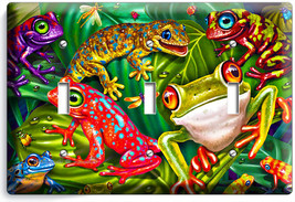 Cute Exotic Rainforest Tropical Tree Frogs Triple Light Switch Wall Plate Cover - £13.37 GBP
