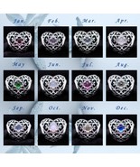 925 Sterling Silver Birthstone Signature Heart Charm Fits DIY Moments Br... - $21.67 CAD
