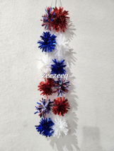 Patriotic 4th of July Fireworks Burst Tinsel Garland Decor 6FT Red White... - £15.14 GBP